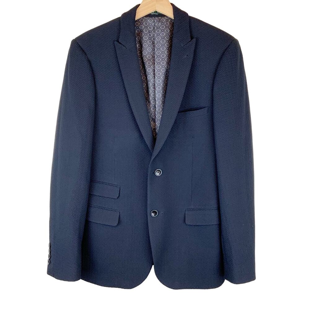 Paisley & Gray Men's Ashton Peak Textured Knit Slim Fit Blazer Navy Size 38R